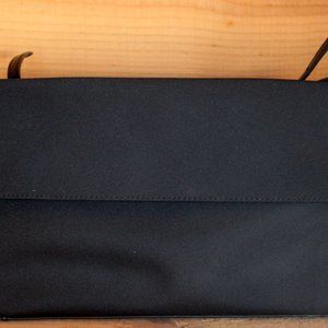 Cole Haan Black Cloth Canvas Purse Leather Straps Silver Trim